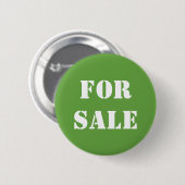 Groen TE KOOP Typografie Ronde Button 5,7 Cm (Voorkant /achterkant)