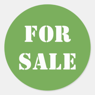 Groen TE KOOP Typografie Word Print Ronde Sticker