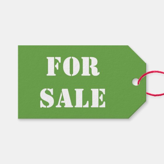 Groen TE KOOP Witte Typografie Gedrukt Cadeaulabel (Voorkant (Horizontaal))