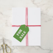 Groen TE KOOP Witte Typografie Gedrukt Cadeaulabel (Met Touw)