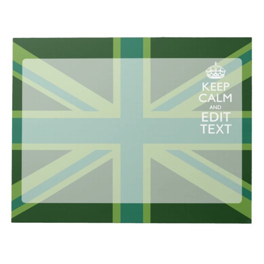 Groen Teal Keep Calm En Heb Je Tekst Union Jack Notitieblok (Voorkant)