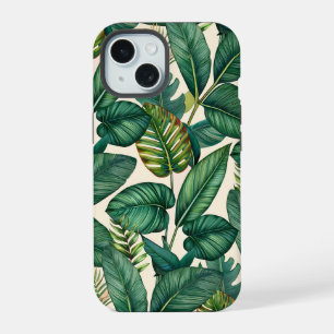 Groen & Teal Palm Monstera Tropisch Bladeren Patro iPhone 15 Case