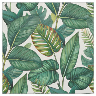 Groen & Teal Palm Monstera Tropisch Bladeren Patro Stof