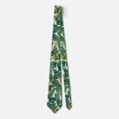 Groen & Teal Palm Monstera Tropisch Bladerenpatroo Stropdas (Voorkant)