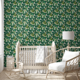 Groen & Teal Palm Monstera Tropisch Bladpatroon Behang