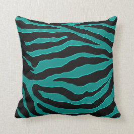 Groen Teal Zebra Monogram Dierenprint Kussen