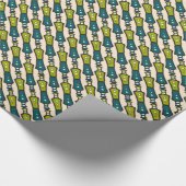 Groen Teal Zwart Crème Tribale Inpakpapier (Hoek)