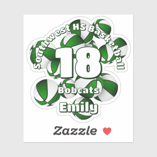 Groen team kleuren basketballen kinder sportteam sticker (Vel)