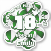 Groen team kleuren basketballen kinder sportteam sticker (Voorkant)