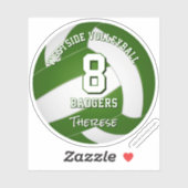 Groen team kleurt volleybalspeler sticker (Vel)