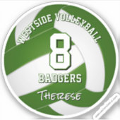 Groen team kleurt volleybalspeler sticker (Voorkant)