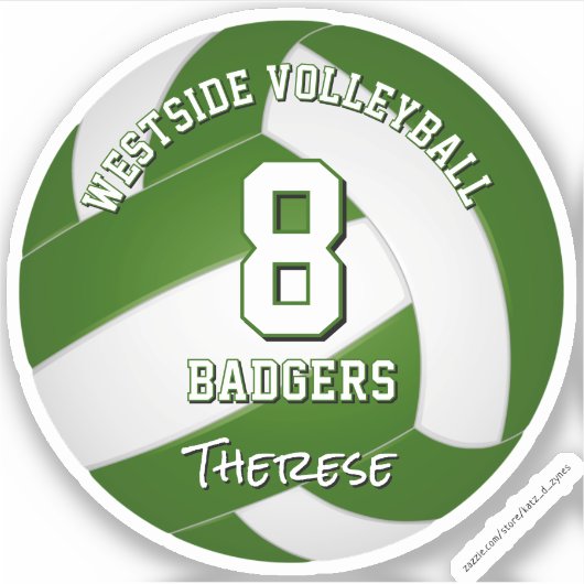 Groen team kleurt volleybalspeler sticker (Voorkant)