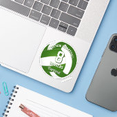 Groen team kleurt volleybalspeler sticker (Laptop met iPhone)