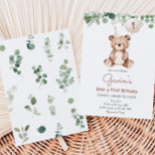 Groen Teddy Bear verjaardagsfeestje Kaart