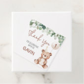 Groen Teddy Bear verjaardagsfeestje plein Bedankjes Labels (In situ)