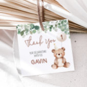 Groen Teddy Bear verjaardagsfeestje plein Bedankjes Labels