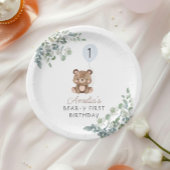 Groen Teddybeer Eerste Verjaardag Geslacht Neutraa Papieren Bordje