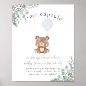 Groen Teddybeer Eerste Verjaardag Tijd Capsule Poster (Voorkant)