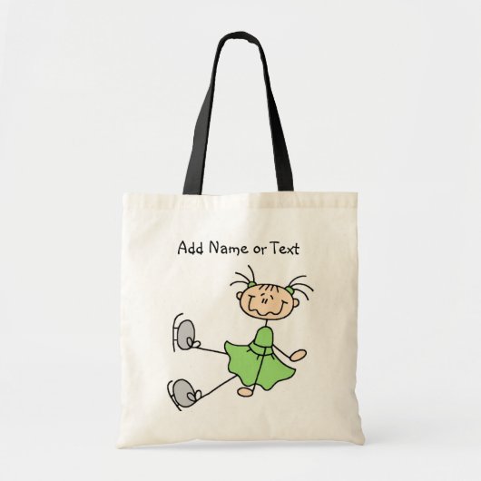 Groen teken Afbeelding Meisje Ice Skater Gepersona Tote Bag (Voorkant)