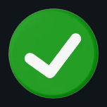 Groen teken schrijven symbool magneet<br><div class="desc">Het is een groot groen vinkje. Gebruik deze magneet als positief alarm. U kunt uw eigen tekst toevoegen om het te personaliseren.</div>