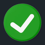 Groen teken schrijven symbool magneet<br><div class="desc">Het is een groot groen vinkje. Gebruik deze magneet als positief alarm. U kunt uw eigen tekst toevoegen om het te personaliseren.</div>