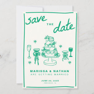 Groen Tekenen Samen Trouwen Save The Date
