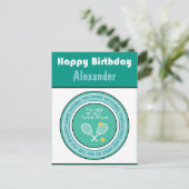 Groen Tennis 🎾 Happy Birthday Briefkaart (Staand voorkant)
