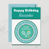 Groen Tennis 🎾 Happy Birthday Briefkaart (Voorkant / Achterkant)