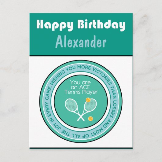 Groen Tennis 🎾 Happy Birthday Briefkaart (Voorkant)