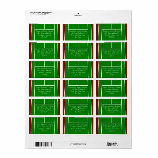 Groen Tennisbaan Ontwerp Etiket (Full Sheet)