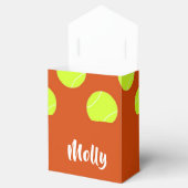 Groen tennisbal oranje patroon bedankdoosjes (Geopend)