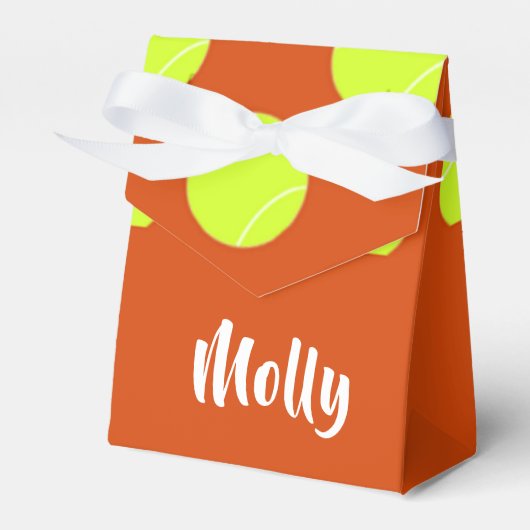 Groen tennisbal oranje patroon bedankdoosjes (Voorkant Zijde)