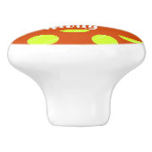 Groen tennisbal oranje patroon keramische knop (Zijkant)