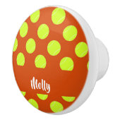 Groen tennisbal oranje patroon keramische knop (Rechts)