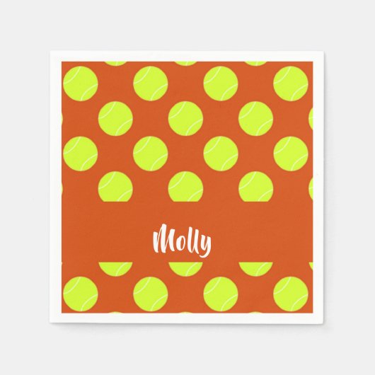 Groen tennisbal oranje patroon servet (Voorkant)