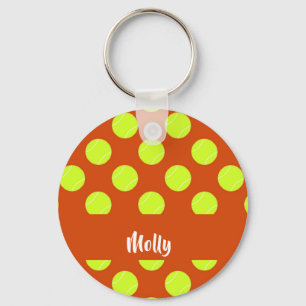 Groen tennisbal oranje patroon sleutelhanger