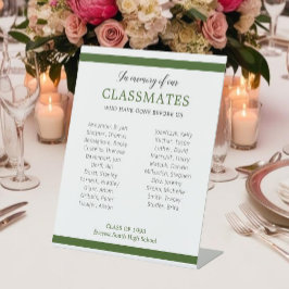 Groen ter nagedachtenis aan onze klasgenoten reclamebord met voetstuk