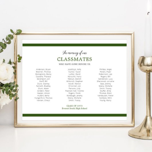 Groen ter nagedachtenis van onze klasgenoten schoo poster