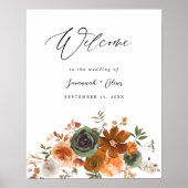 Groen & Terra Cotta Bloemen Welkom Poster (Voorkant)