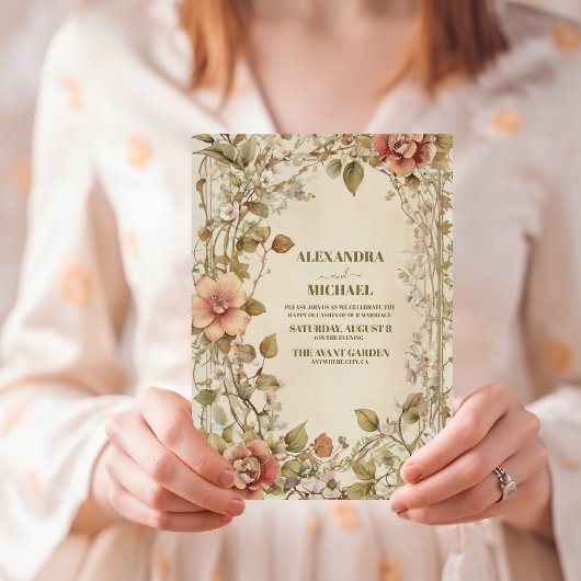 Groen & Terra Cotta Bloemenbruiloft I Kaart