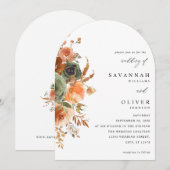 Groen & Terra Cotta Floral Wedding Arch Kaart (Voorkant / Achterkant)