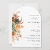 Groen & Terra Cotta Floral Wedding Arch Kaart (Voorkant)