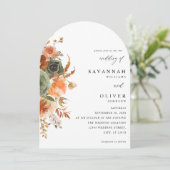 Groen & Terra Cotta Floral Wedding Arch Kaart (Staand voorkant)