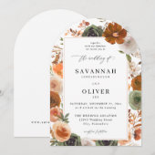 Groen & Terra Cotta Floral Wedding S2 VLN- Boog W Kaart (Voorkant / Achterkant)