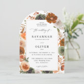 Groen & Terra Cotta Floral Wedding S2 VLN- Boog W Kaart (Staand voorkant)