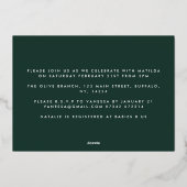 Groen terracotta abstracte waterverf baby shower f folie uitnodiging (Achterkant)