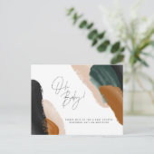 Groen terracotta abstracte waterverf baby shower i briefkaart (Staand voorkant)