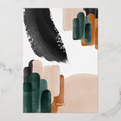 Groen terracotta abstracte waterverf baby shower i folie uitnodiging (Achterkant)