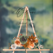 Groen & TerraCotta Bloemenbruiloft Welkom Acryl Bord (Neutraal)