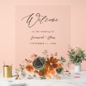 Groen & TerraCotta Bloemenbruiloft Welkom Acryl Bord (Huwelijk)
